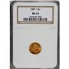 1887 G$1 MS63 NGC. Zones of orange-gold and yellow-gol