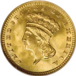 1889 G$1 MS67 NGC. Swirling mint frost and alluring co