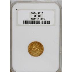 1836 $2 1/2 Script 8 XF40 NGC. Head of 1835, Breen-614