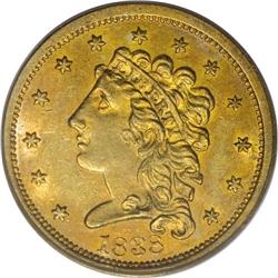 1838 $2 1/2 MS62 PCGS. Breen-6146, R.2. Only one die m