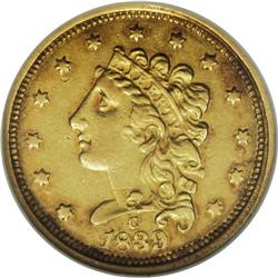 1839-C $2 1/2 AU55 NGC. Recut 39, Variety 3-C, McClosk