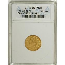 1839-D $2 1/2 --Damaged, Cleaned--ANACS. XF45 Details.
