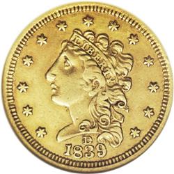 1839-D $2 1/2 --Cleaned--ANACS. AU50 Details. Variety 1