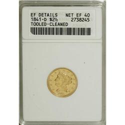 1841-D $2 1/2 --Tooled, Cleaned--ANACS. XF Details, Net