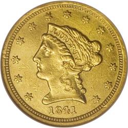 1841-D $2 1/2 --Ex-Jewelry--ANACS. AU50 Details. Variet