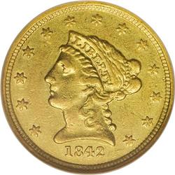 1842-D $2 1/2 AU50 NGC. Variety 3-F. This is the only