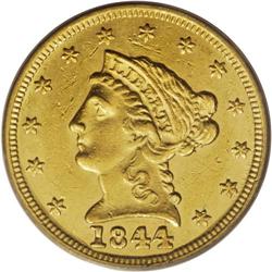 1844 $2 1/2 AU58 PCGS. An attractive example of this i