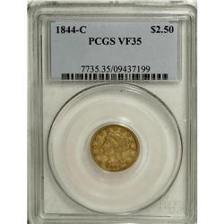 1844-C $2 1/2 VF35 PCGS. Variety 6-E, the only known d