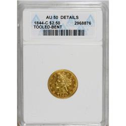 1844-C $2 1/2 --Tooled, Bent--ANACS. AU50 Details. Vari