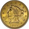 Image 1 : 1907 $2 1/2 MS67 PCGS. A Superb Gem with bright yellow