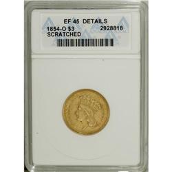1854-O $3 --Scratched--ANACS. XF45 Details. A proud pas