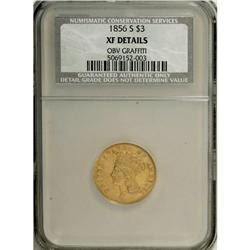 1856-S $3 --Obverse Graffiti--NCS. XF Details. A good e