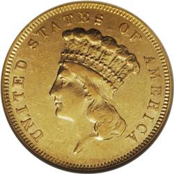 1856-S $3 AU53 NGC. Medium S. The 1856-S has a relativ