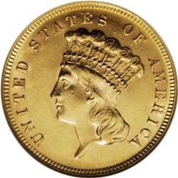 1868 $3 MS61 NGC. Mint State survivors of this scarce,