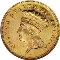 1880 $3 --Cleaned--ANACS. AU58 Details. Bright lemon lu