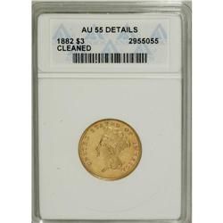 1882 $3 --Cleaned--ANACS. AU55 Details. A moderately ha