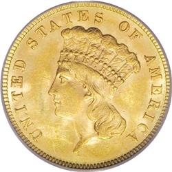 1887 $3 MS63 PCGS. Although its mintage of 6,000 piece