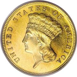 1887 $3 PR62 Cameo PCGS. The 1887 three dollar saw 160