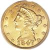 Image 1 : 1847 $5 MS63 PCGS. Several letters of LIBERTY show min