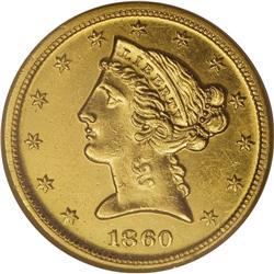 1860-D $5 Medium D--Genuine--NCS. Ungraded by NCS, but