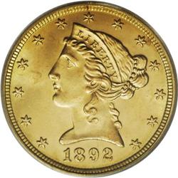 1892 $5 MS66 PCGS. Here is one of the so-called common