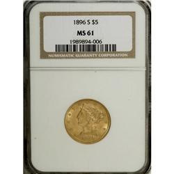 1896-S $5 MS61 NGC. As an issue the 1896-S half eagle
