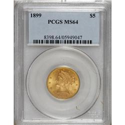 1899 $5 MS64 PCGS. Well struck with satin luster and p