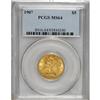 Image 1 : 1907 $5 MS64 PCGS. A well executed strike has embolden 