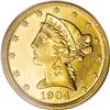 Image 1 : 1904 $5 PR63 PCGS. The 1904 proof half eagle comes wit