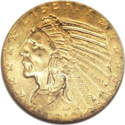 1910 $5 MS63 NGC. A carefully preserved and satiny exa