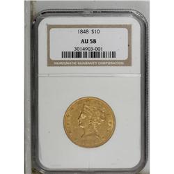 1848 $10 AU58 NGC. A few of the deeply hubbed stars ha