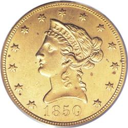 1850 $10 Large Date MS62 PCGS. The Large Date is the m