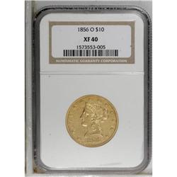 1856-O $10 XF40 NGC. This rare date No Motto O-mint te