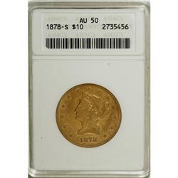1878-S $10 AU50 ANACS. Mint State examples of this iss