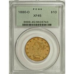 1880-O $10 XF45 PCGS. An orange-gold Choice XF example