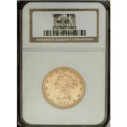 1881 $10 MS63 NGC. Select and well struck with lustrou