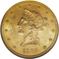 1885-S $10 MS63 NGC. The 1885-S is an unheralded condi