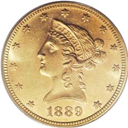 1889 $10 MS61 PCGS. This low-mintage date (4,440 busin