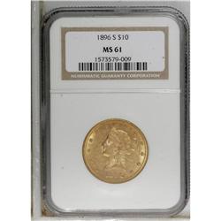 1896-S $10 MS61 NGC. The pale peach fields are luminou