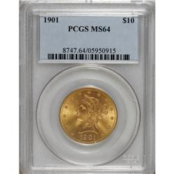 1901 $10 MS64 PCGS. Satiny and boldly struck with love