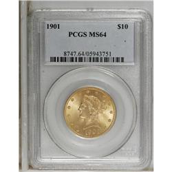 1901 $10 MS64 PCGS. A Choice example of this common da
