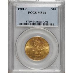 1901-S $10 MS64 PCGS. Much of the nearly 3 million-pie