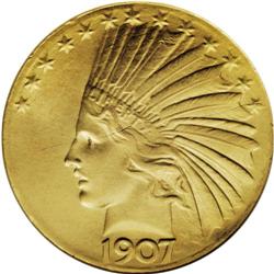 1907 $10 Wire Rim--Scratched--ANACS. MS60 Details. Eve