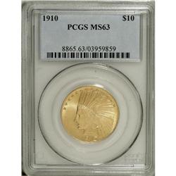 1910 $10 MS63 PCGS. A beautiful example whose unblemis
