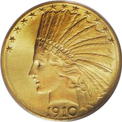 1910-D $10 MS65 PCGS. Housed in an older green-label P