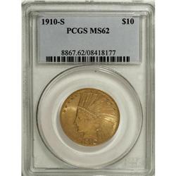 1910-S $10 MS62 PCGS. This better date apricot-gold In