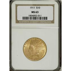 1911 $10 MS63 NGC. A radiant sun-gold Select example w
