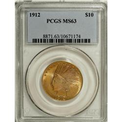 1912 $10 MS63 PCGS. The pleasingly matte-like surfaces
