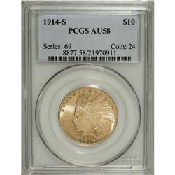 1914-S $10 AU58 PCGS. The 1914-S eagle emission was th