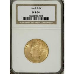 1926 $10 MS64 NGC. This Choice eagle has an evenly str